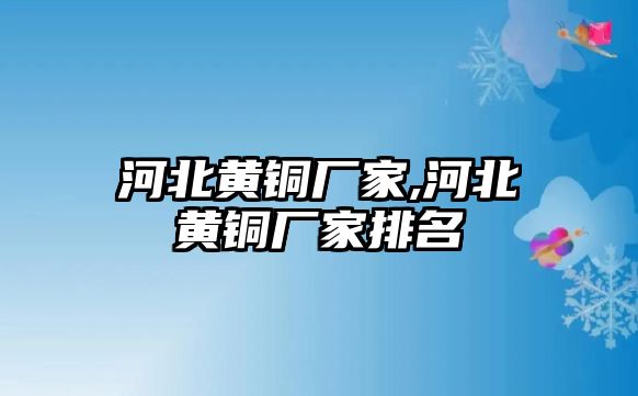 河北黃銅廠家,河北黃銅廠家排名