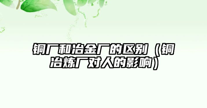 銅廠和冶金廠的區(qū)別（銅冶煉廠對(duì)人的影響）