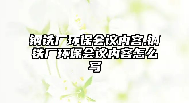 鋼鐵廠環(huán)保會議內(nèi)容,鋼鐵廠環(huán)保會議內(nèi)容怎么寫