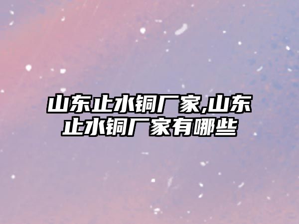 山東止水銅廠家,山東止水銅廠家有哪些