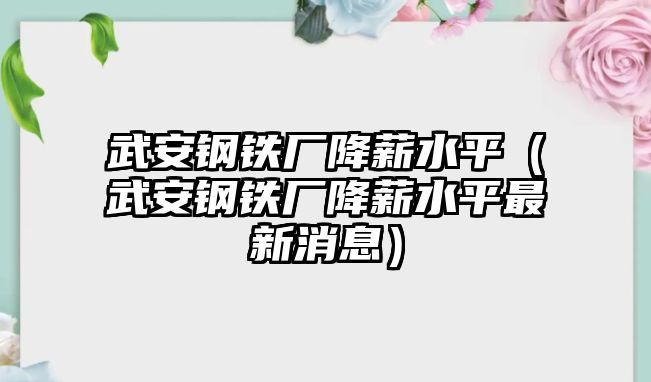 武安鋼鐵廠降薪水平（武安鋼鐵廠降薪水平最新消息）