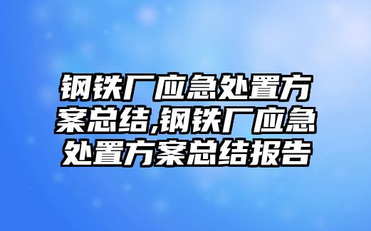 鋼鐵廠應(yīng)急處置方案總結(jié),鋼鐵廠應(yīng)急處置方案總結(jié)報(bào)告