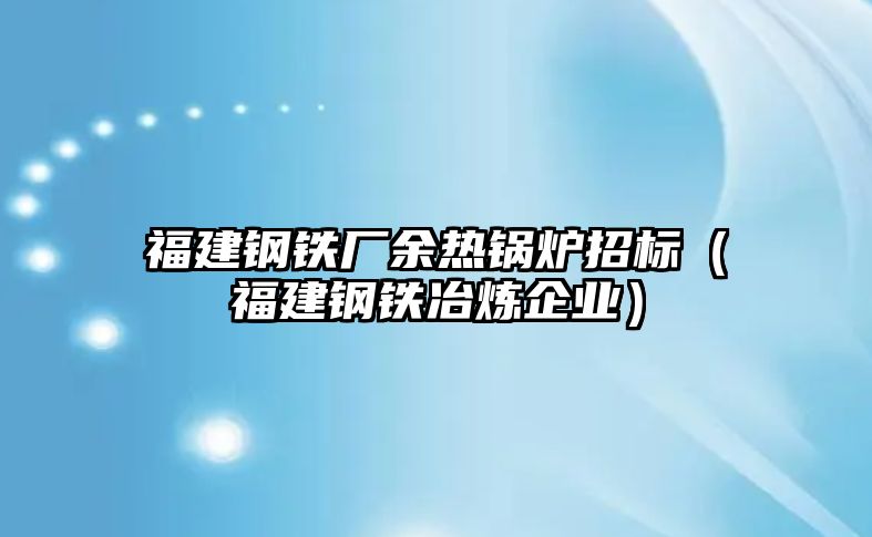 福建鋼鐵廠余熱鍋爐招標（福建鋼鐵冶煉企業(yè)）