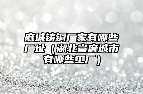 麻城鑄銅廠家有哪些廠址（湖北省麻城市有哪些工廠）