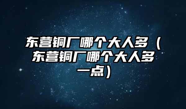 東營銅廠哪個(gè)大人多（東營銅廠哪個(gè)大人多一點(diǎn)）