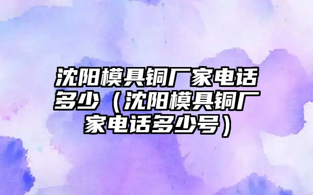 沈陽模具銅廠家電話多少（沈陽模具銅廠家電話多少號）