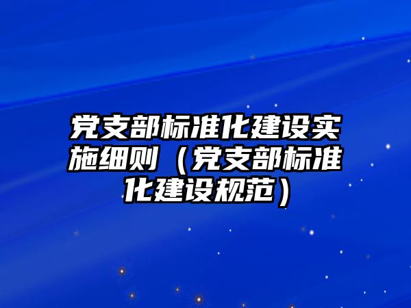 黨支部標準化建設(shè)實施細則（黨支部標準化建設(shè)規(guī)范）