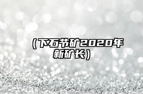 （下石節(jié)礦2020年新礦長）