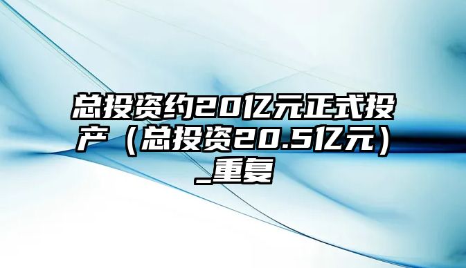 總投資約20億元正式投產(chǎn)（總投資20.5億元）_重復(fù)