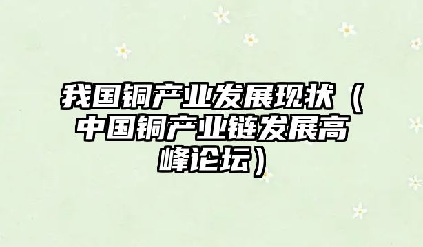 我國銅產(chǎn)業(yè)發(fā)展現(xiàn)狀（中國銅產(chǎn)業(yè)鏈發(fā)展高峰論壇）