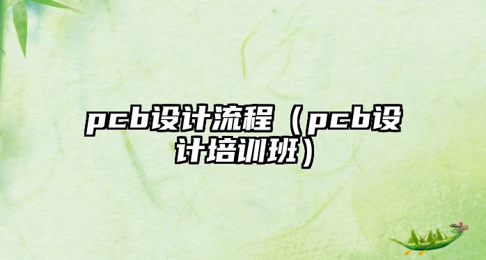 pcb設(shè)計(jì)流程（pcb設(shè)計(jì)培訓(xùn)班）