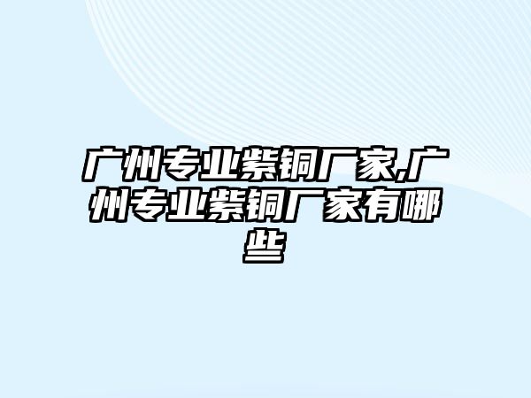 廣州專業(yè)紫銅廠家,廣州專業(yè)紫銅廠家有哪些