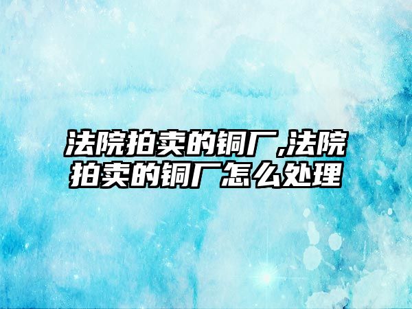 法院拍賣的銅廠,法院拍賣的銅廠怎么處理