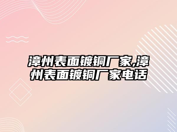 漳州表面鍍銅廠家,漳州表面鍍銅廠家電話