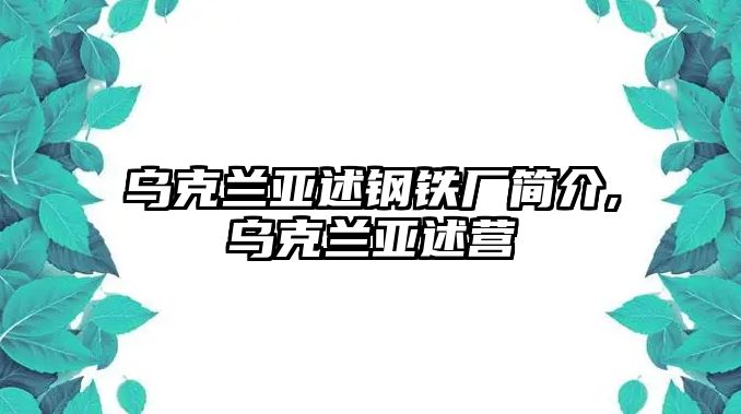 烏克蘭亞述鋼鐵廠簡(jiǎn)介,烏克蘭亞述營(yíng)