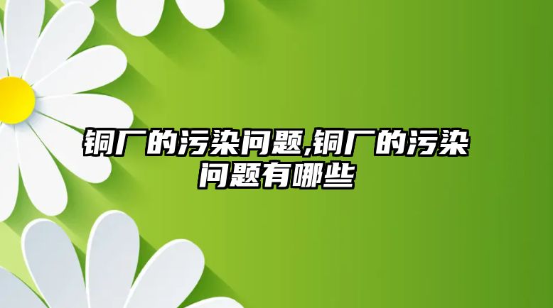 銅廠的污染問題,銅廠的污染問題有哪些