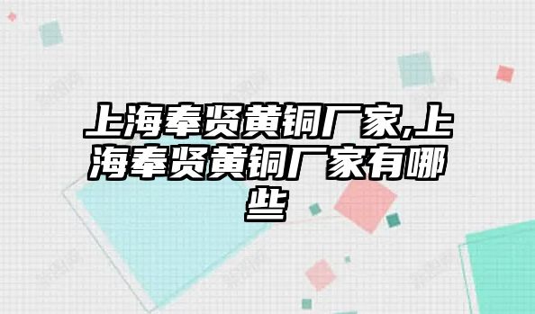 上海奉賢黃銅廠家,上海奉賢黃銅廠家有哪些