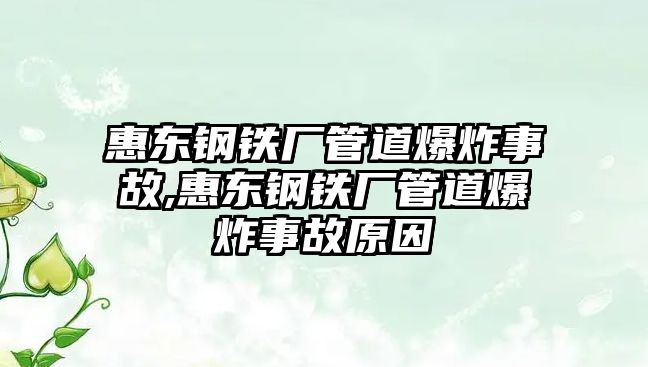 惠東鋼鐵廠管道爆炸事故,惠東鋼鐵廠管道爆炸事故原因