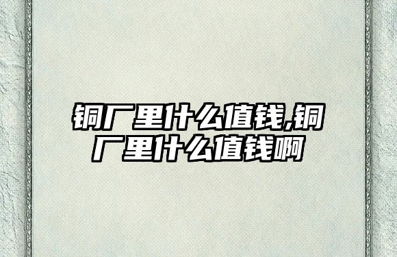 銅廠里什么值錢,銅廠里什么值錢啊