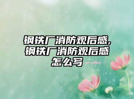 鋼鐵廠消防觀后感,鋼鐵廠消防觀后感怎么寫