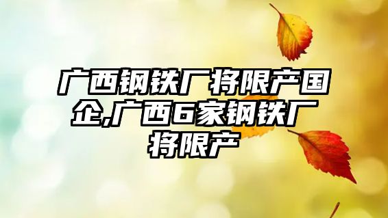 廣西鋼鐵廠將限產(chǎn)國企,廣西6家鋼鐵廠將限產(chǎn)