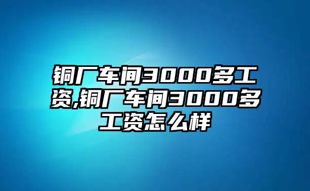 銅廠車間3000多工資,銅廠車間3000多工資怎么樣