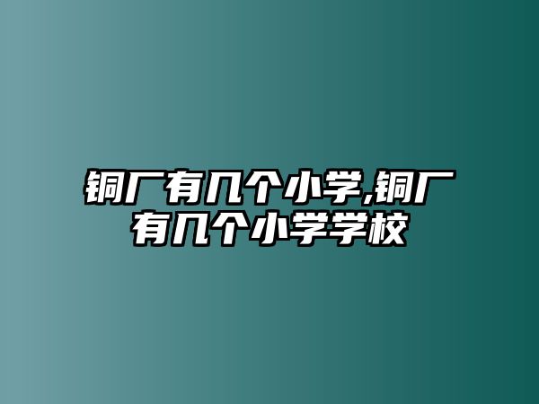 銅廠有幾個小學(xué),銅廠有幾個小學(xué)學(xué)校