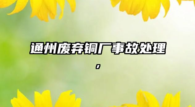 通州廢棄銅廠事故處理,