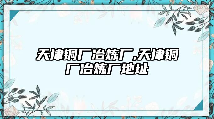 天津銅廠冶煉廠,天津銅廠冶煉廠地址