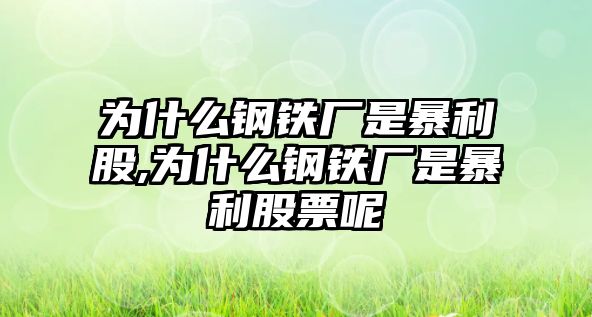 為什么鋼鐵廠是暴利股,為什么鋼鐵廠是暴利股票呢