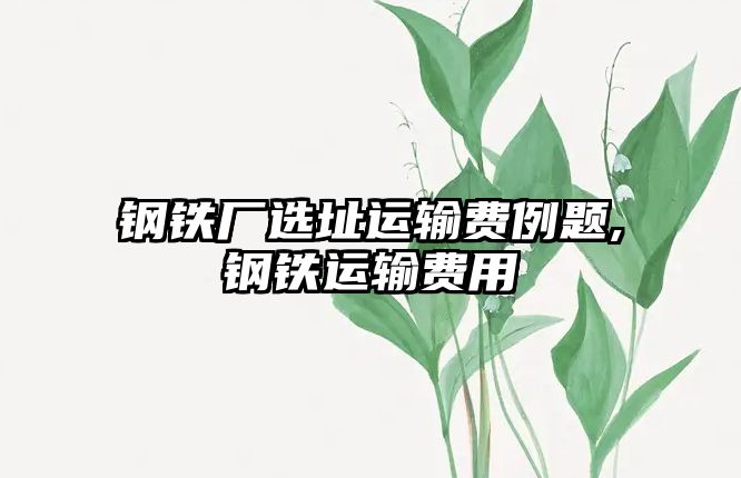 鋼鐵廠選址運輸費例題,鋼鐵運輸費用