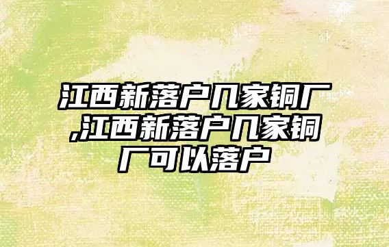 江西新落戶幾家銅廠,江西新落戶幾家銅廠可以落戶