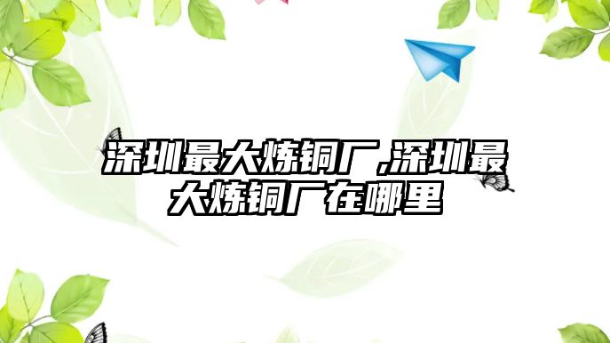 深圳最大煉銅廠,深圳最大煉銅廠在哪里