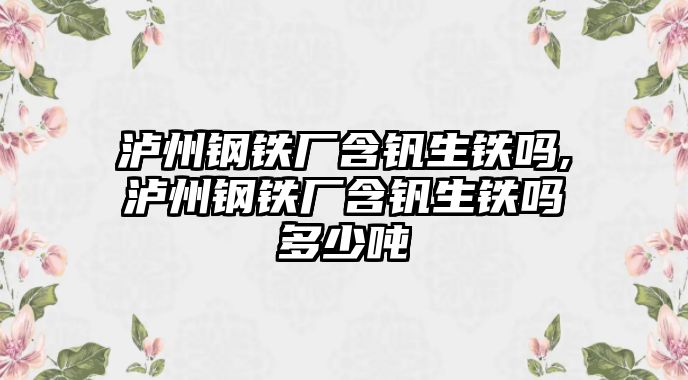 瀘州鋼鐵廠含釩生鐵嗎,瀘州鋼鐵廠含釩生鐵嗎多少噸