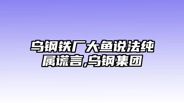 烏鋼鐵廠大魚說法純屬謊言,烏鋼集團