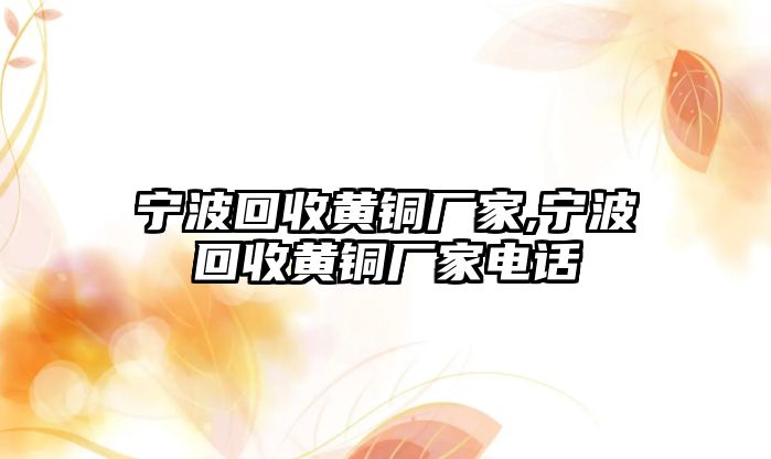 寧波回收黃銅廠家,寧波回收黃銅廠家電話