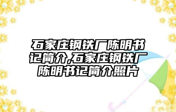 石家莊鋼鐵廠陳明書記簡介,石家莊鋼鐵廠陳明書記簡介照片