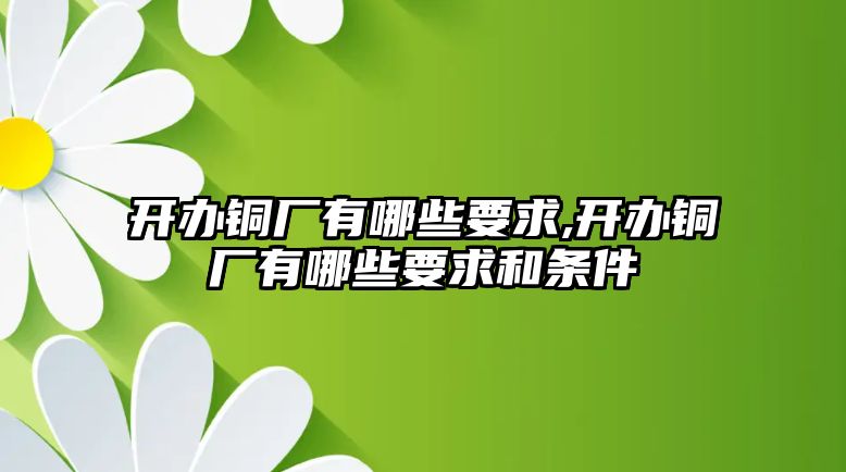 開辦銅廠有哪些要求,開辦銅廠有哪些要求和條件