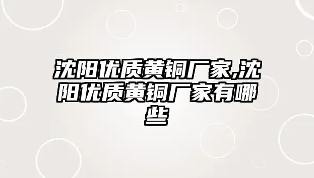 沈陽優(yōu)質(zhì)黃銅廠家,沈陽優(yōu)質(zhì)黃銅廠家有哪些