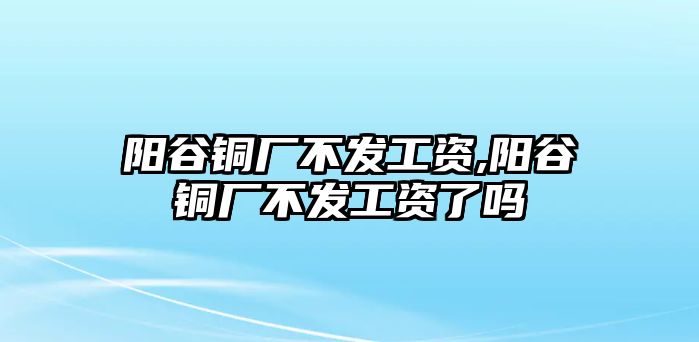 陽谷銅廠不發(fā)工資,陽谷銅廠不發(fā)工資了嗎