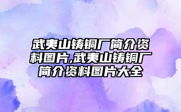 武夷山鑄銅廠簡介資料圖片,武夷山鑄銅廠簡介資料圖片大全