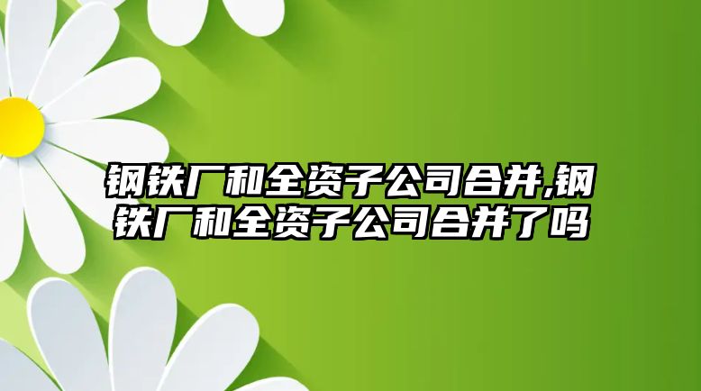 鋼鐵廠和全資子公司合并,鋼鐵廠和全資子公司合并了嗎