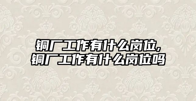 銅廠工作有什么崗位,銅廠工作有什么崗位嗎