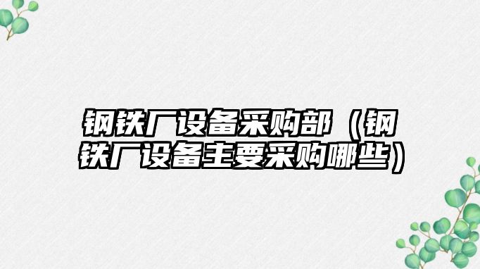 鋼鐵廠設備采購部（鋼鐵廠設備主要采購哪些）